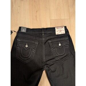 True Religion 34x30 Ricky Relaxed Straight Rinse Black SN Flap NWT Hip Hop Trap